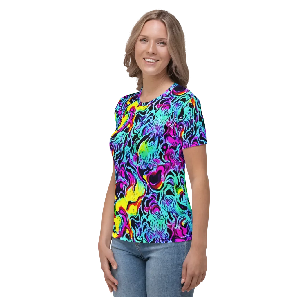 Fluoro Fever on Women's Crew Neck T-Shirt — Left