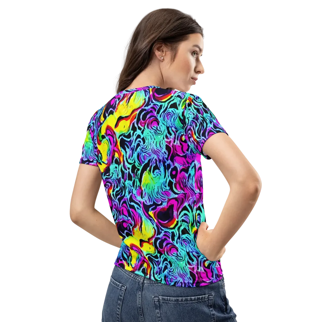 Fluoro Fever on Women's Crew Neck T-Shirt — Back
