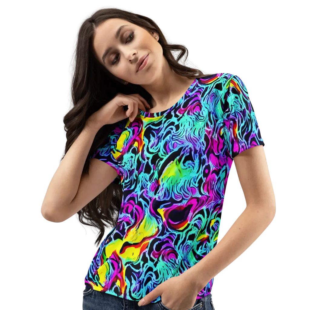 Fluoro Fever on Women's Crew Neck T-Shirt — Left Front