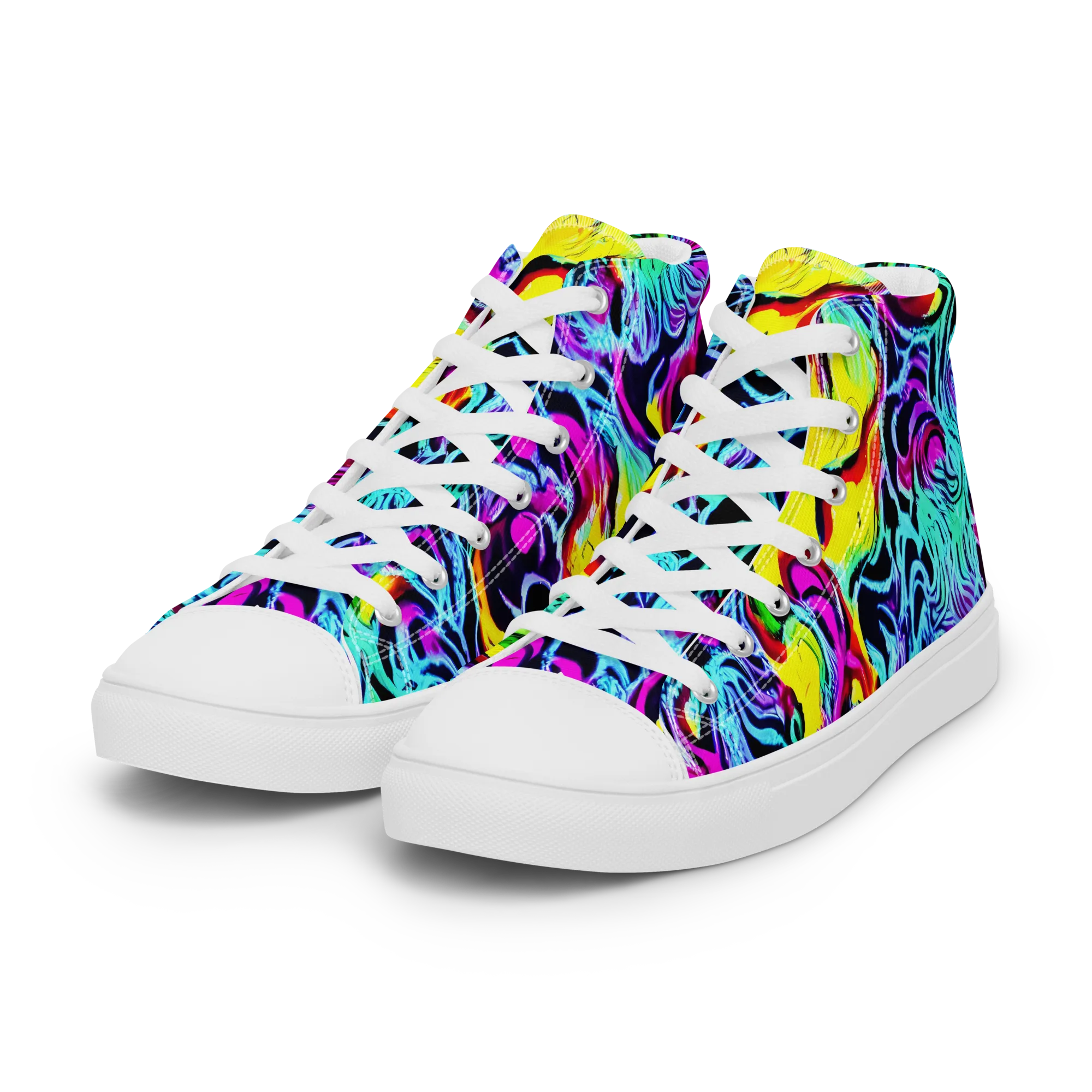 Fluoro Fever on Women's High Top Canvas Shoes — Left Front