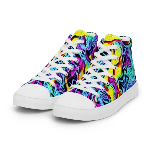 Fluoro Fever on a Women's High Top Canvas Shoes