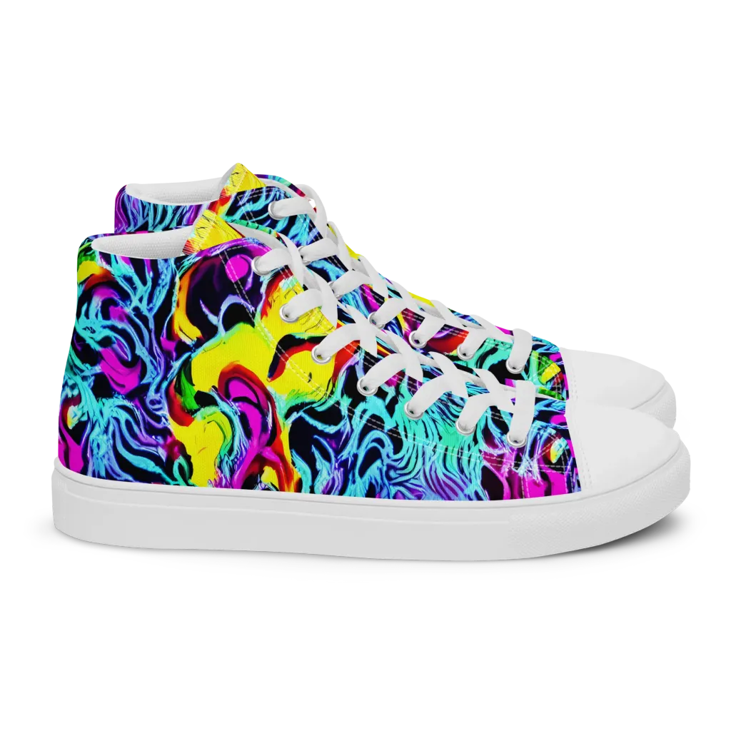 Fluoro Fever on Women's High Top Canvas Shoes — Right