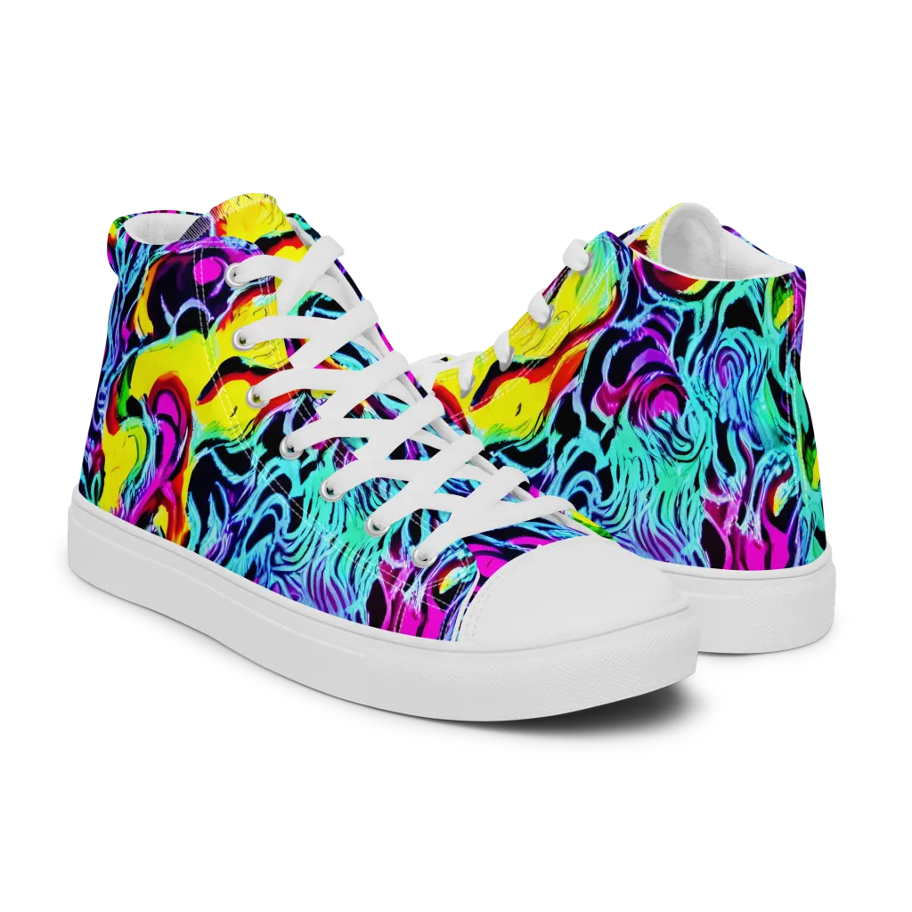 Fluoro Fever on Women's High Top Canvas Shoes — Right