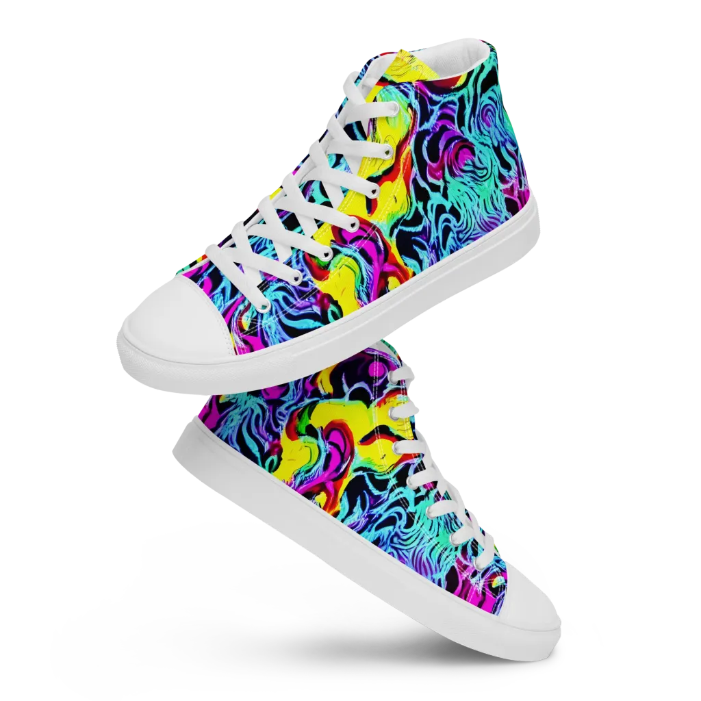 Fluoro Fever on Women's High Top Canvas Shoes — Front