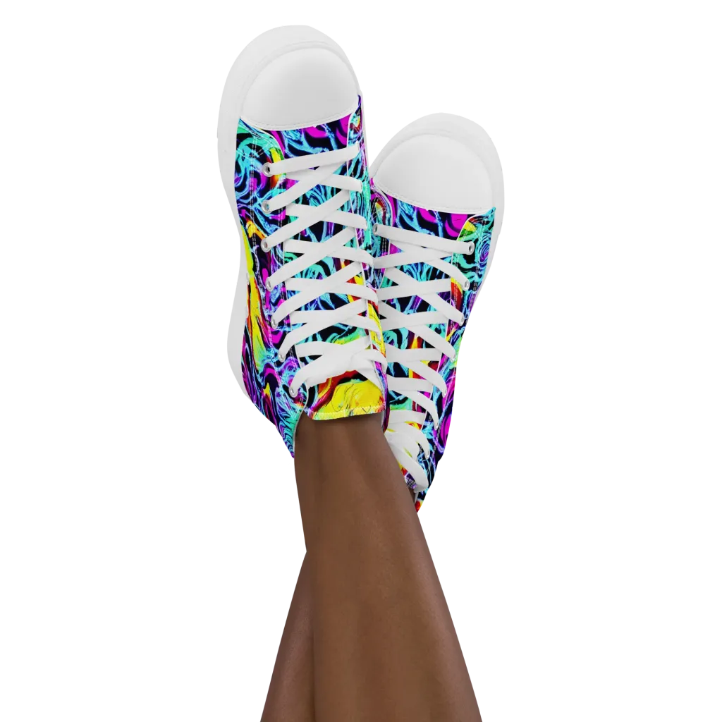 Fluoro Fever on Women's High Top Canvas Shoes — Front