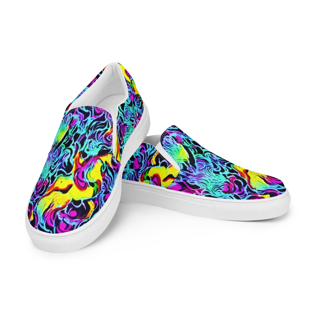 Fluoro Fever on Men's Slip-On Canvas Shoes — Left Front