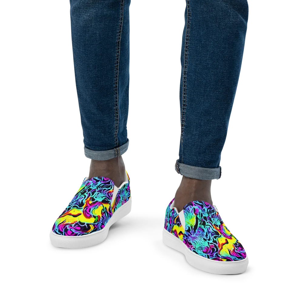 Fluoro Fever on Men's Slip-On Canvas Shoes — Front