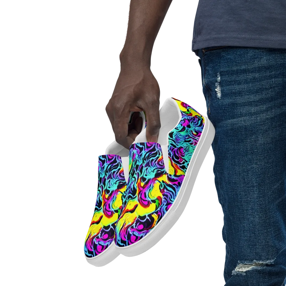 Fluoro Fever on Men's Slip-On Canvas Shoes — Left Front