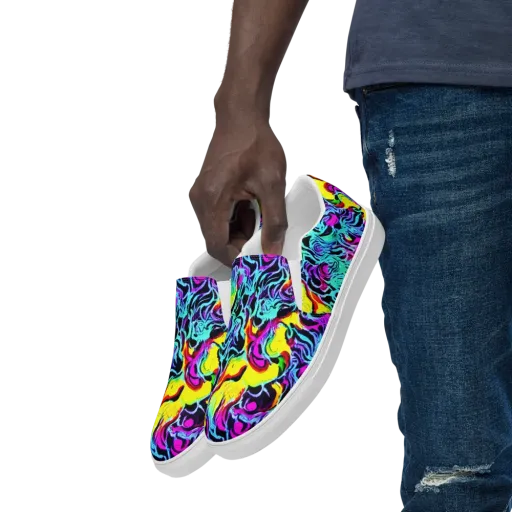 Fluoro Fever on a Men's Slip-On Canvas Shoes