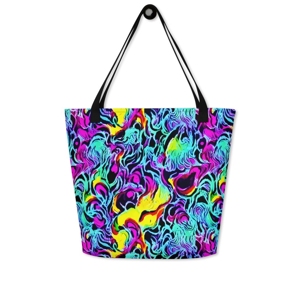 Fluoro Fever on Large Tote Bag W/ Pocket — Front