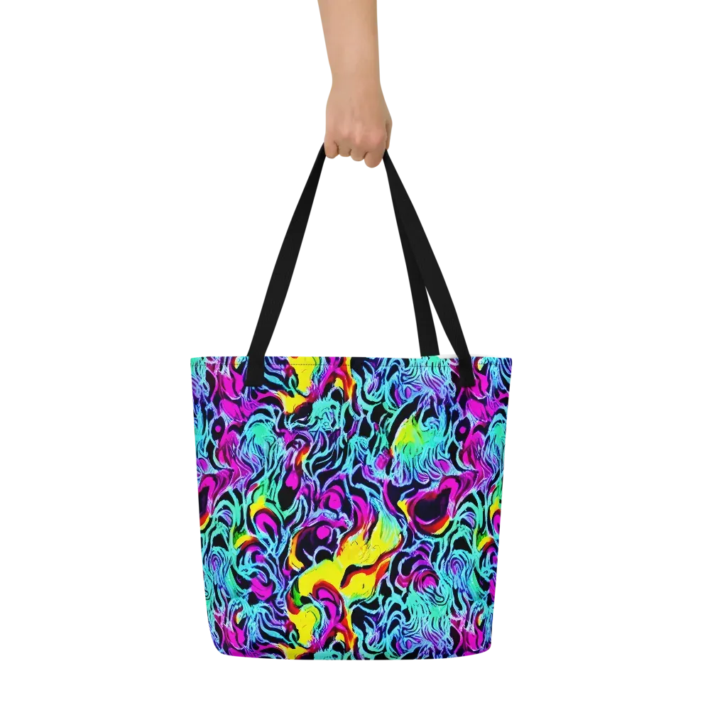 Fluoro Fever on Large Tote Bag W/ Pocket — Front