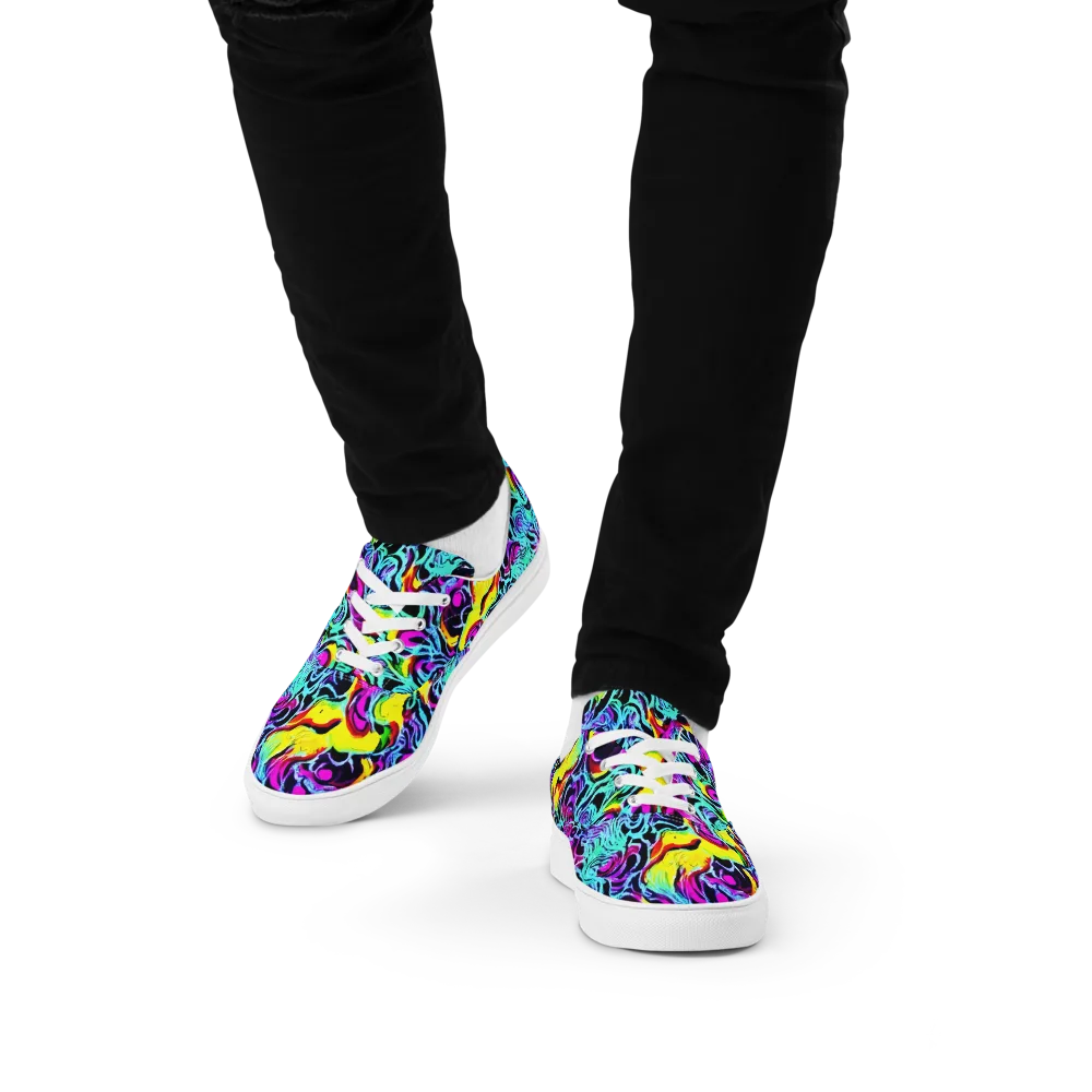 Fluoro Fever on Men's Lace-Up Canvas Shoes — Front