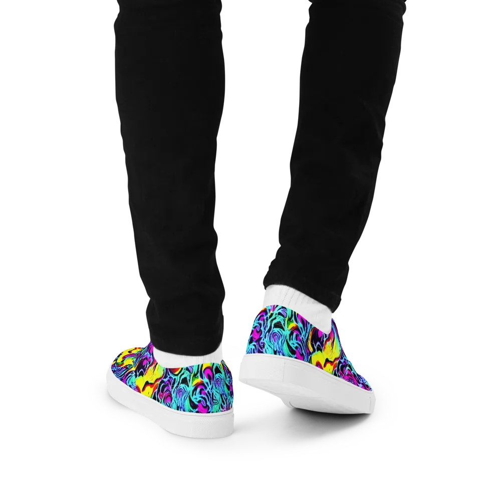 Fluoro Fever on Men's Lace-Up Canvas Shoes — Back