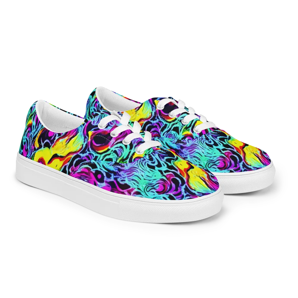 Fluoro Fever on Men's Lace-Up Canvas Shoes — Right Front