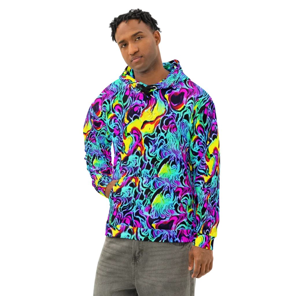 Fluoro Fever on Cotton Hoodie — Left Front