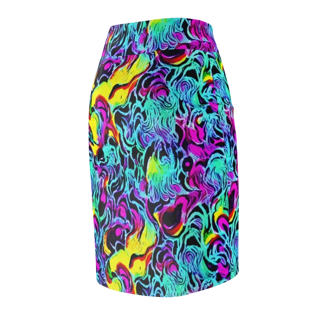 Fluoro Fever on Pencil Skirt — Back Side