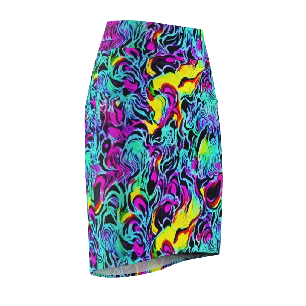 Fluoro Fever on Pencil Skirt — Front Side