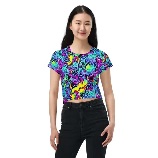 Fluoro Fever on a Crop Tee