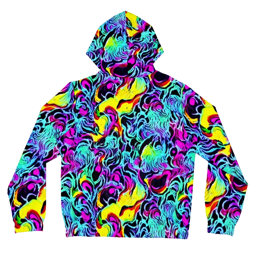 Fluoro Fever on Women's Full-Zip Hoodie — Back