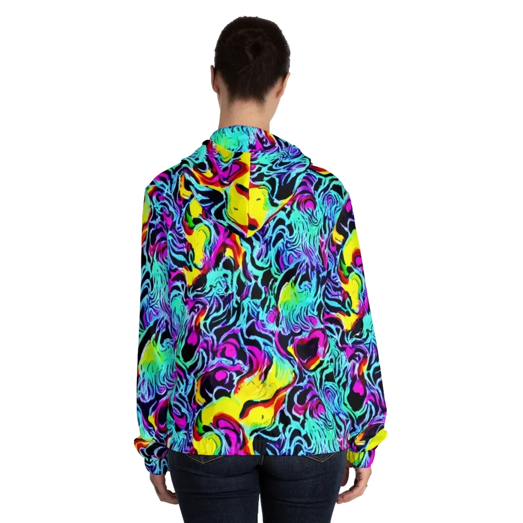 Fluoro Fever on Women's Full-Zip Hoodie — Back On Person