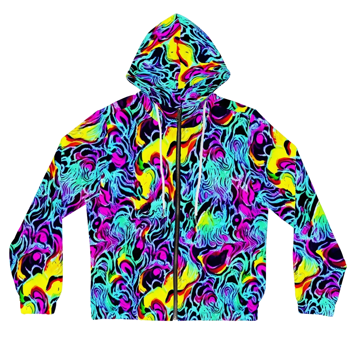 Fluoro Fever on Women's Full-Zip Hoodie — Front