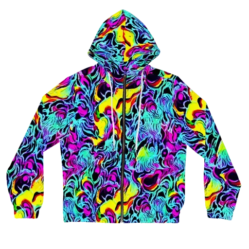 Fluoro Fever on a Women's Full-Zip Hoodie