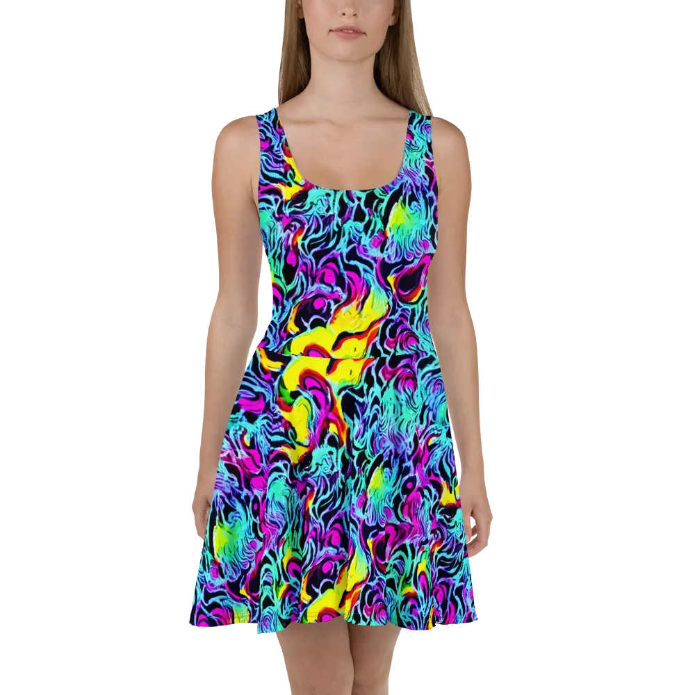 Fluoro Fever on Skater Dress — Front