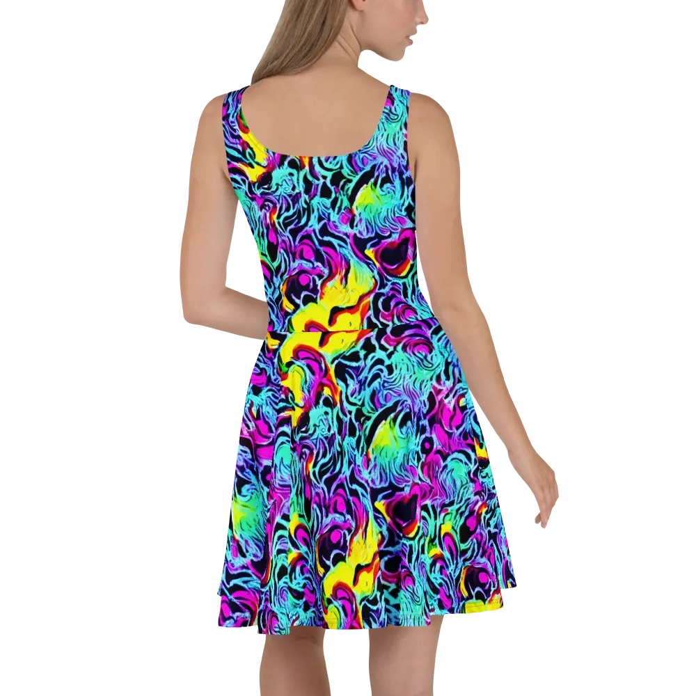 Fluoro Fever on Skater Dress — Back