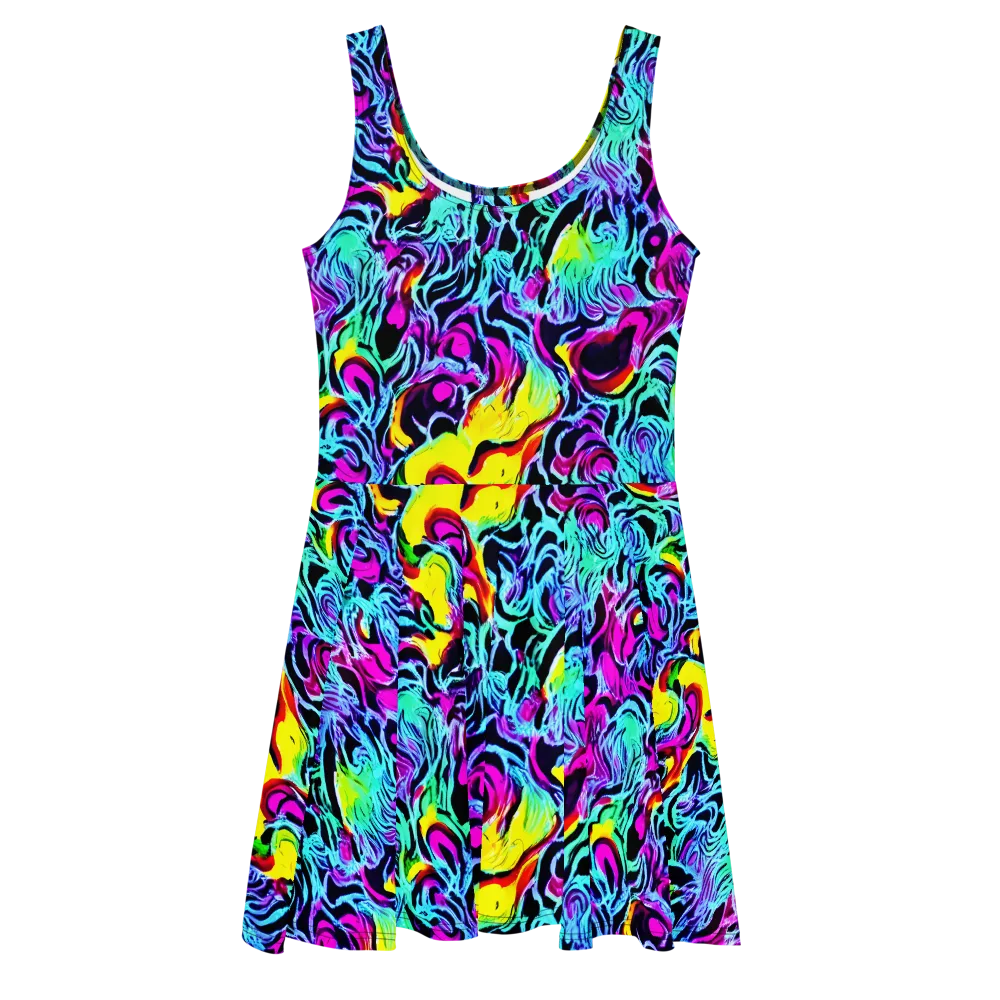 Fluoro Fever on Skater Dress — Front