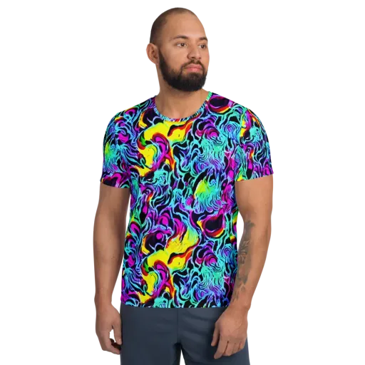Fluoro Fever on a Men's Athletic T-Shirt
