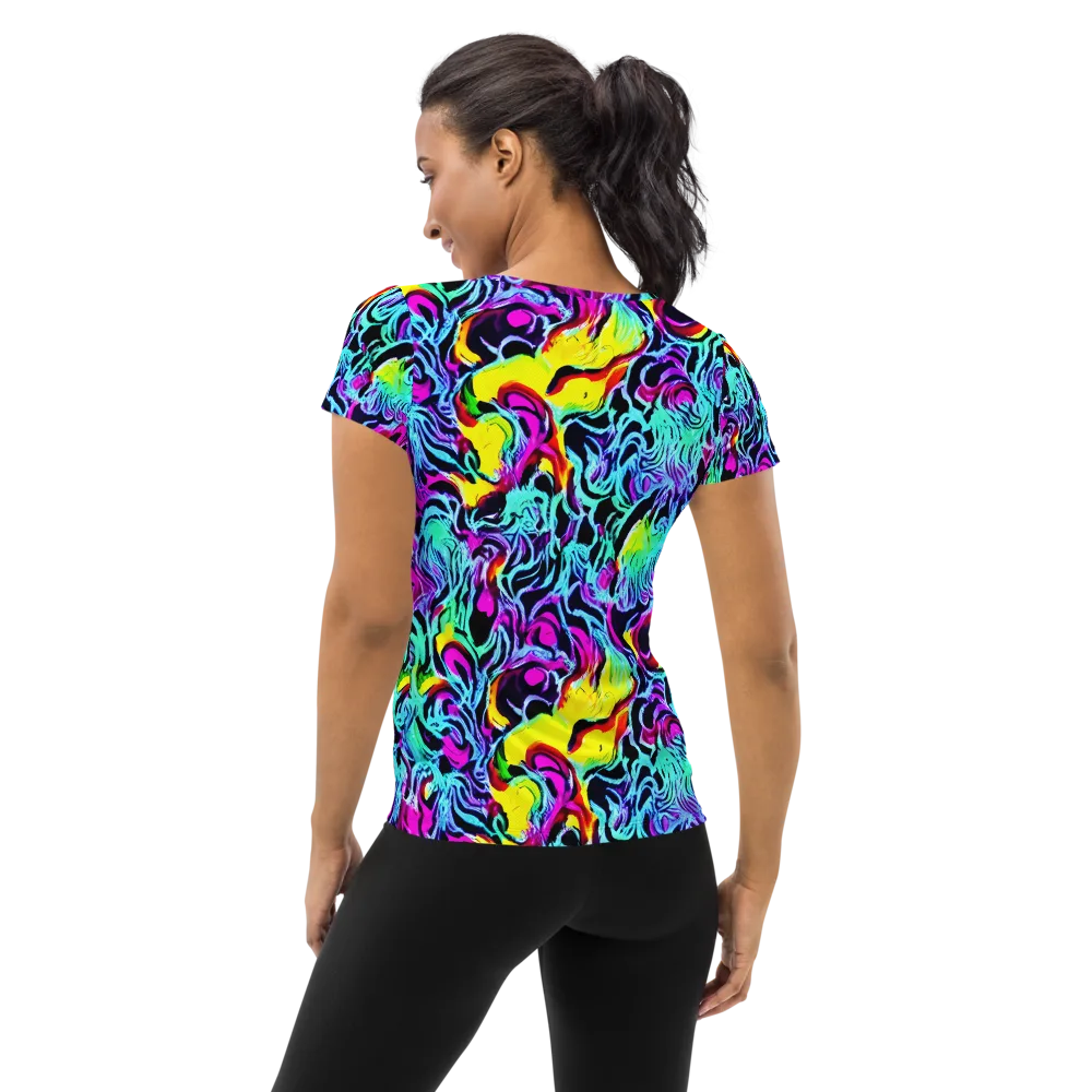 Fluoro Fever on Women's Athletic T-Shirt — Back