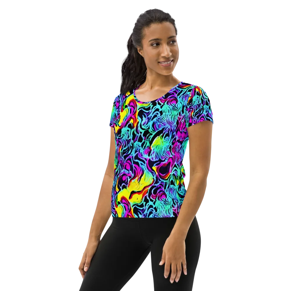 Fluoro Fever on Women's Athletic T-Shirt — Left