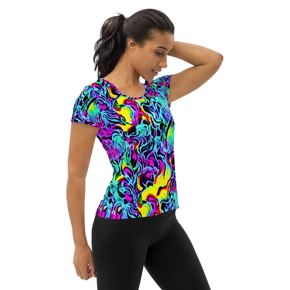 Fluoro Fever on Women's Athletic T-Shirt — Right