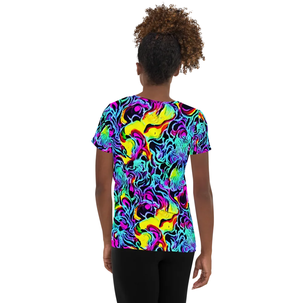 Fluoro Fever on Women's Athletic T-Shirt — Back