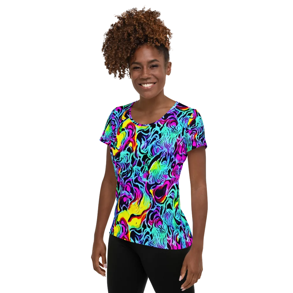 Fluoro Fever on Women's Athletic T-Shirt — Left