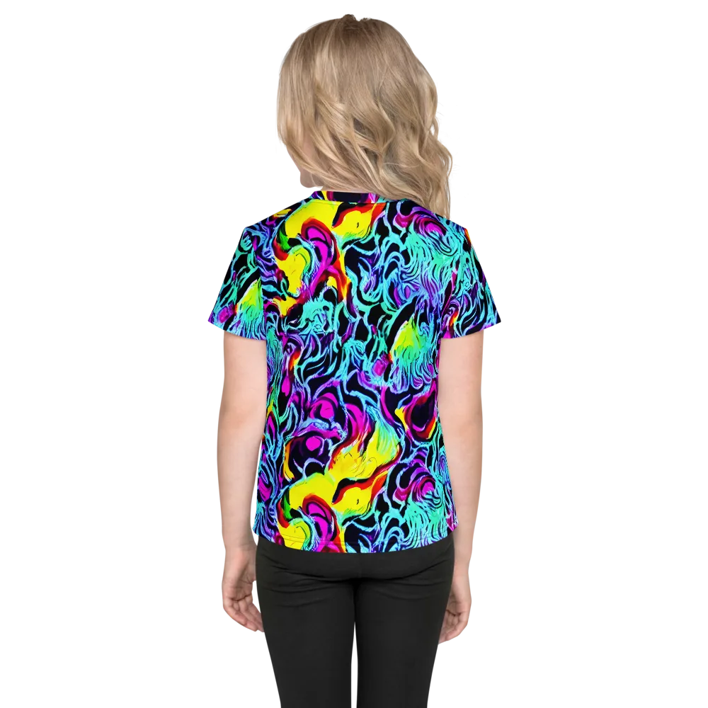 Fluoro Fever on Kids Crew Neck T-Shirt — Back