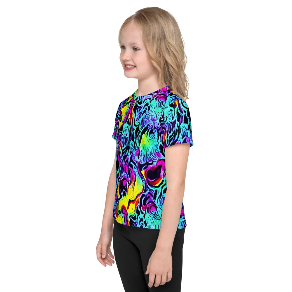Fluoro Fever on Kids Crew Neck T-Shirt — Left