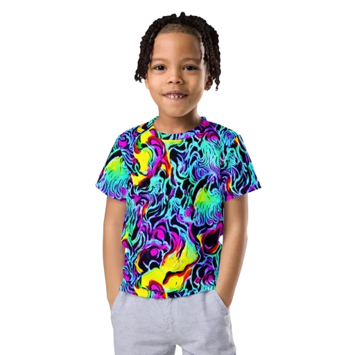 Fluoro Fever on a Kids Crew Neck T-Shirt