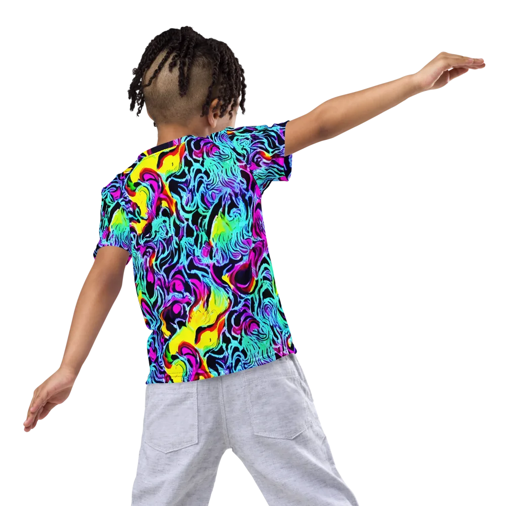 Fluoro Fever on Kids Crew Neck T-Shirt — Back