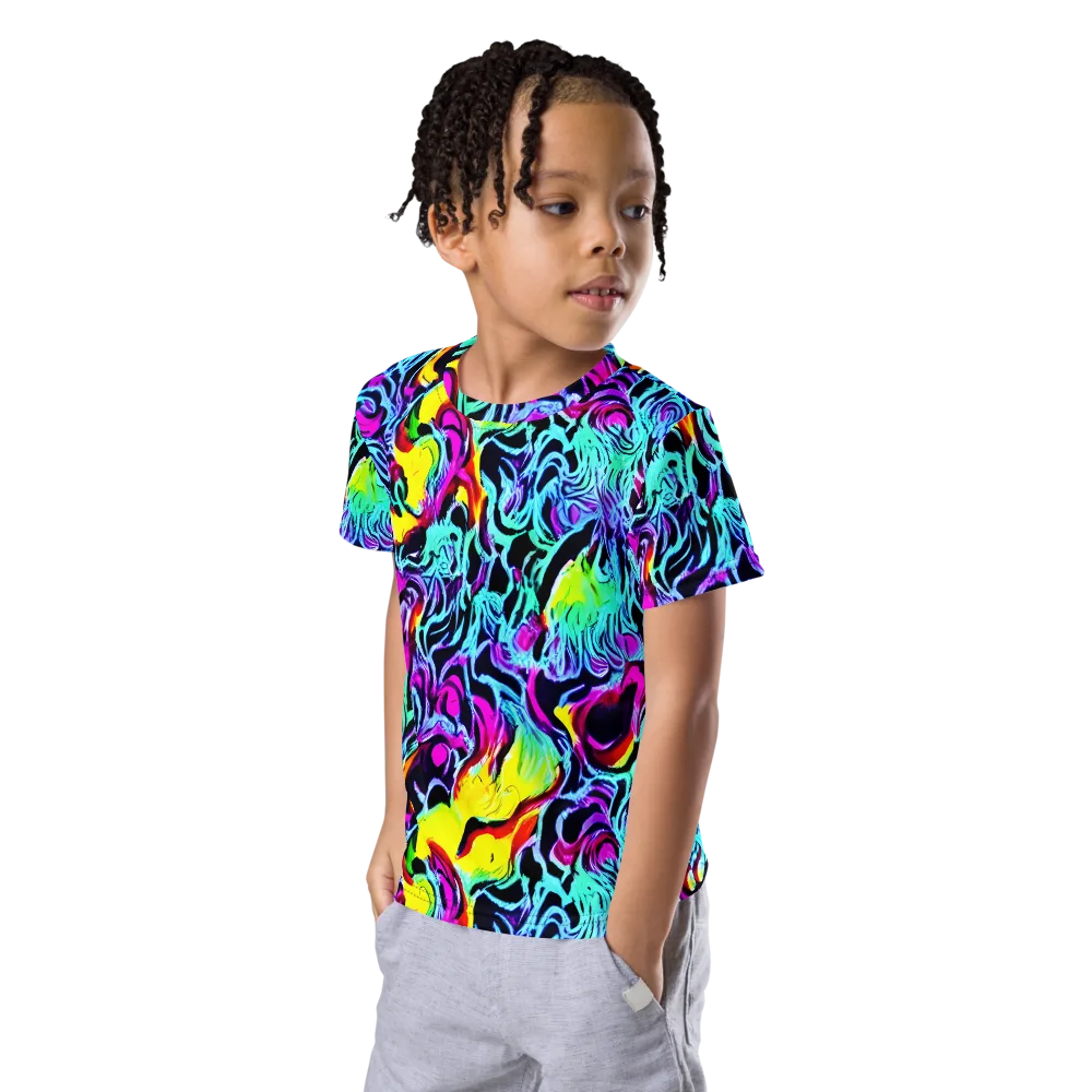 Fluoro Fever on Kids Crew Neck T-Shirt — Left Front