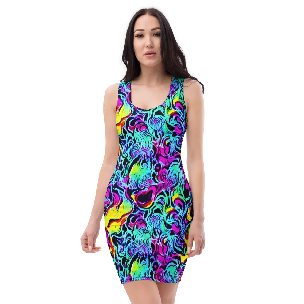Fluoro Fever on Bodycon Dress — Front