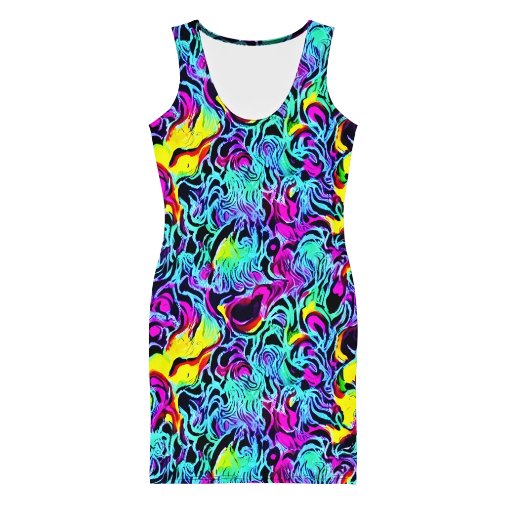 Fluoro Fever on Bodycon Dress — Front
