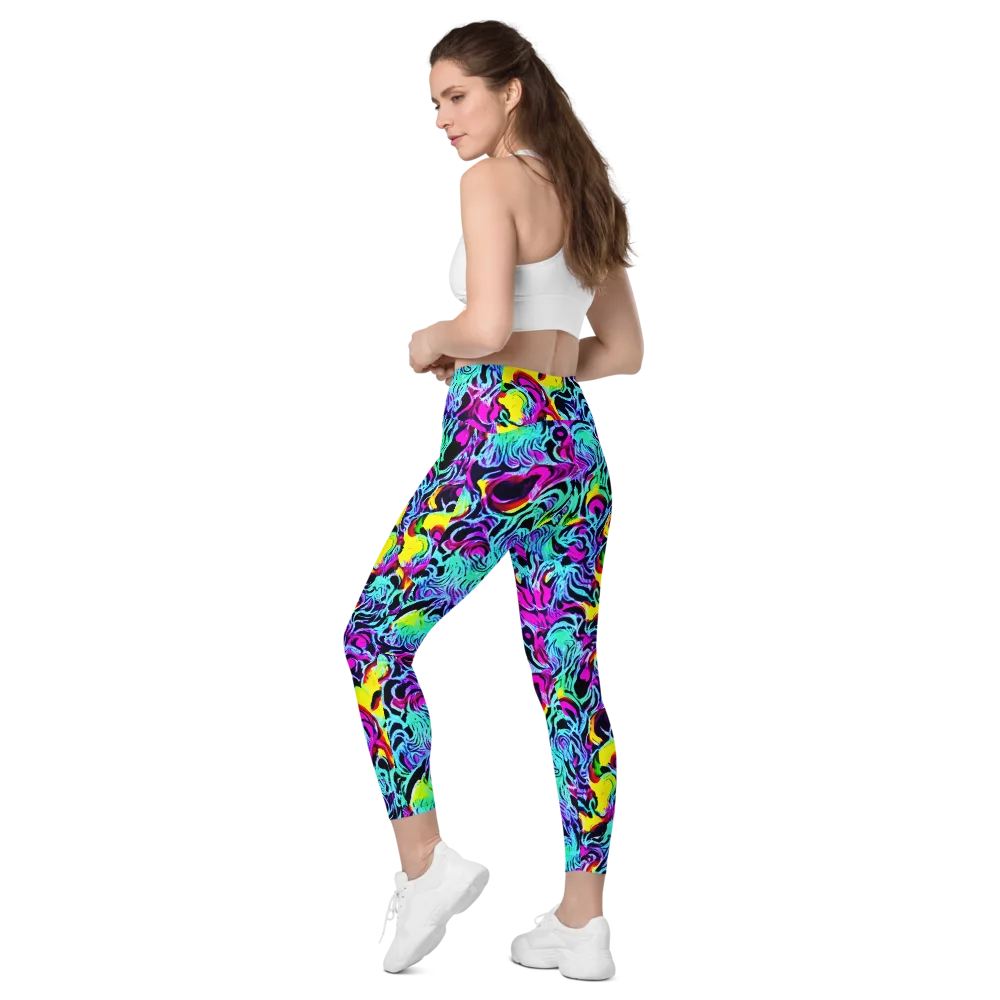 Fluoro Fever on Leggings with Pockets — Left Back