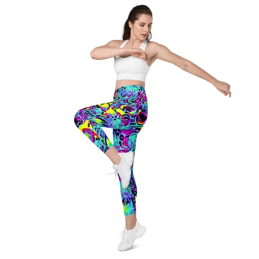 Fluoro Fever on Leggings with Pockets — Left Front