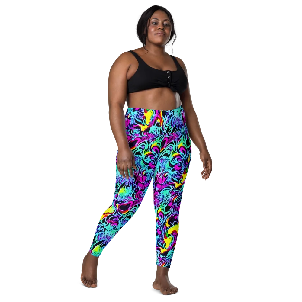 Fluoro Fever on Leggings with Pockets — Front