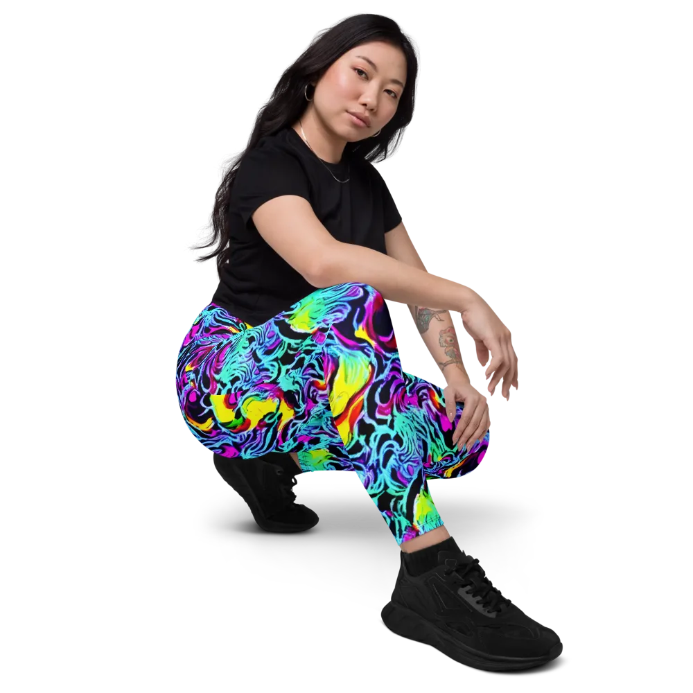 Fluoro Fever on Leggings with Pockets — Right Front