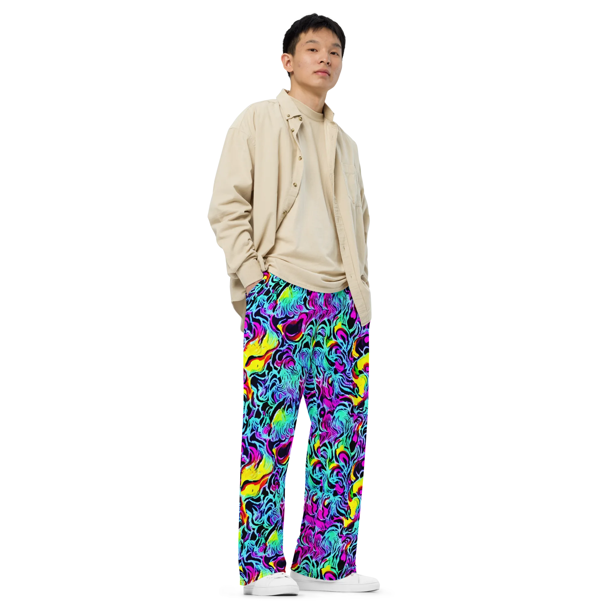 Fluoro Fever on Wide-Leg Pants — Right Front