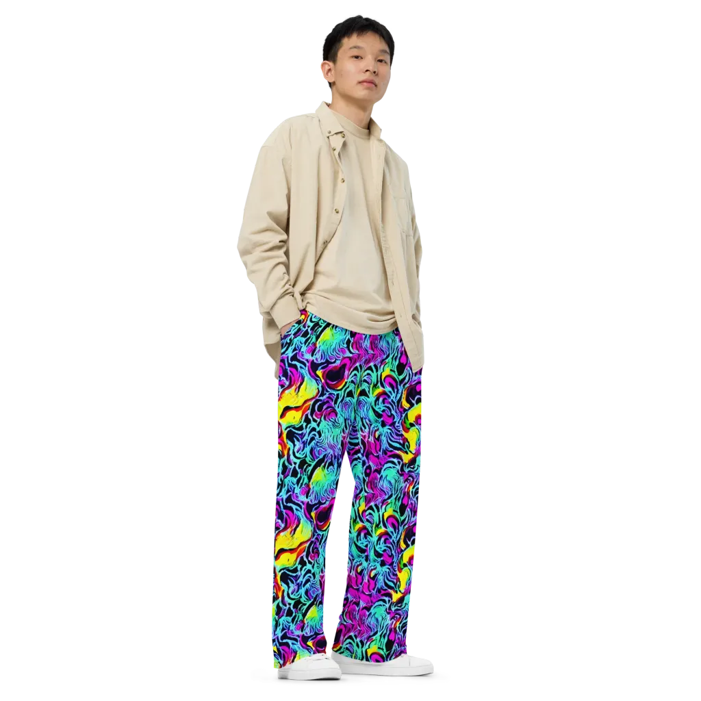 Fluoro Fever on Wide-Leg Pants — Right Front