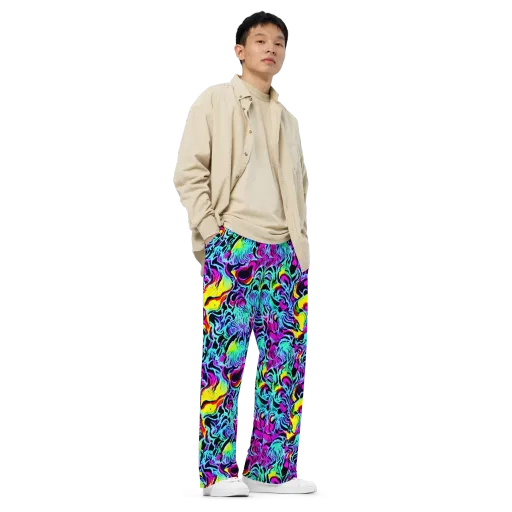 Fluoro Fever on a Wide-Leg Pants