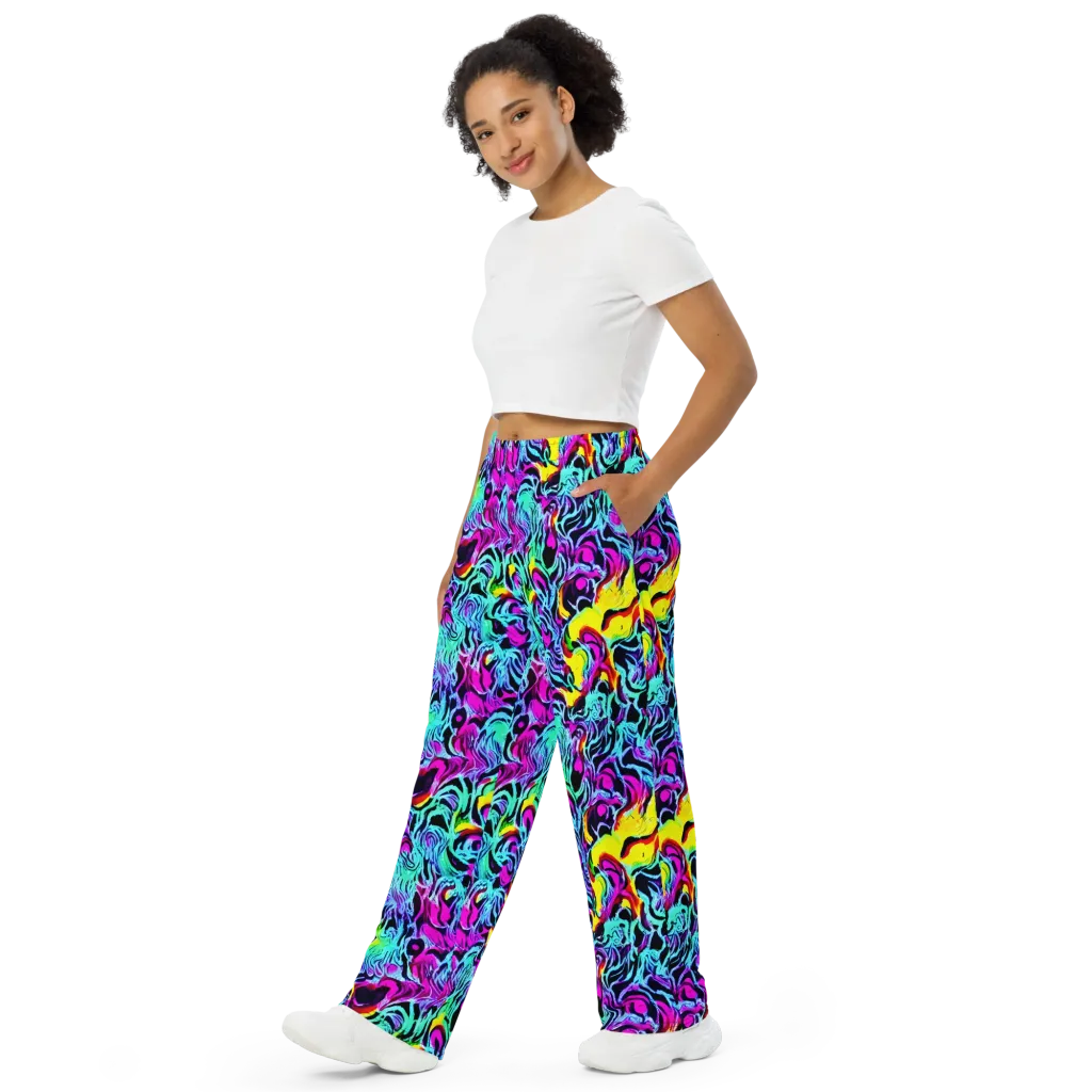 Fluoro Fever on Wide-Leg Pants — Left Front